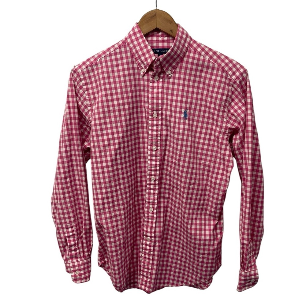 BF798 Men’s Ralph Lauren Designer Preppy Gingham Print Button Shirt M